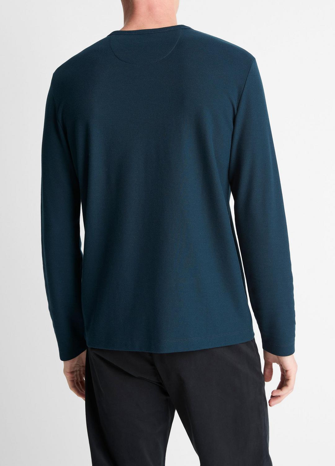 Pima Cotton Piqué Long-Sleeve T-Shirt in Long Sleeve RAPIDS | VINCE Men