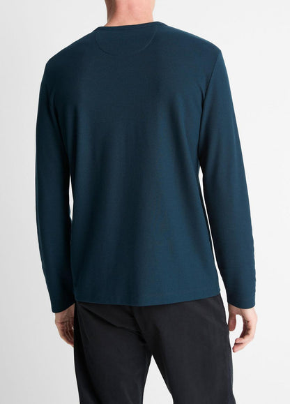 Pima Cotton Piqué Long-Sleeve T-Shirt in Long Sleeve RAPIDS | VINCE Men