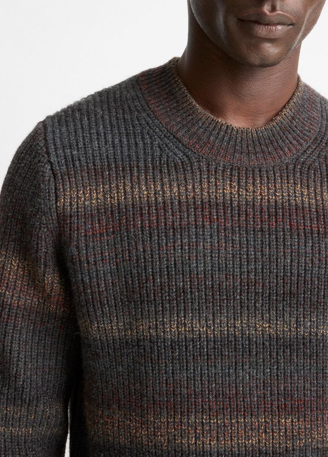 Space-Dye Shaker Wool-Blend Sweater in Crew Neck HEATHER BLACK COMBO | VINCE Men