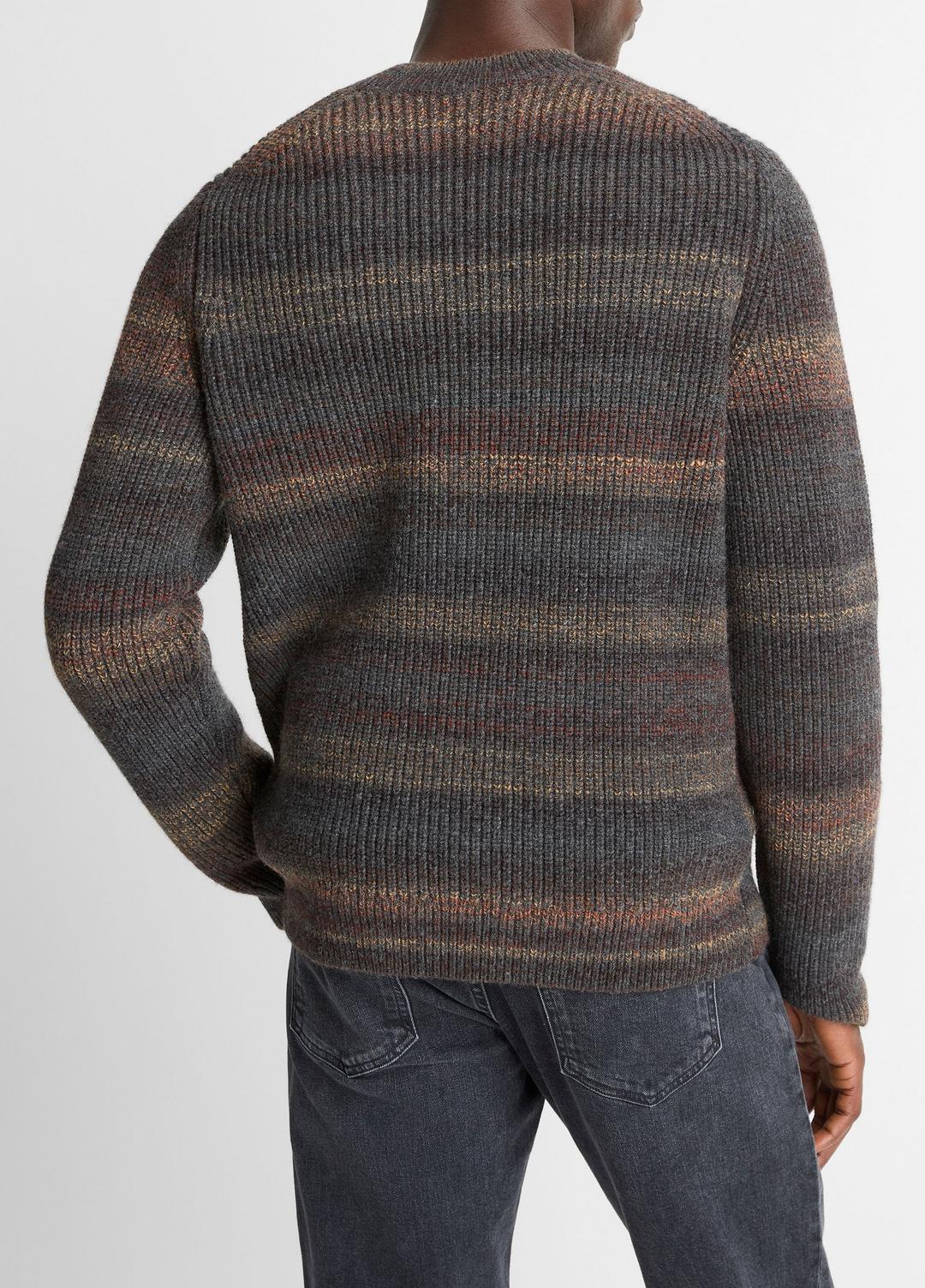 Space-Dye Shaker Wool-Blend Sweater in Crew Neck HEATHER BLACK COMBO | VINCE Men