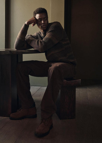 Space-Dye Shaker Wool-Blend Sweater in Crew Neck HEATHER BLACK COMBO | VINCE Men