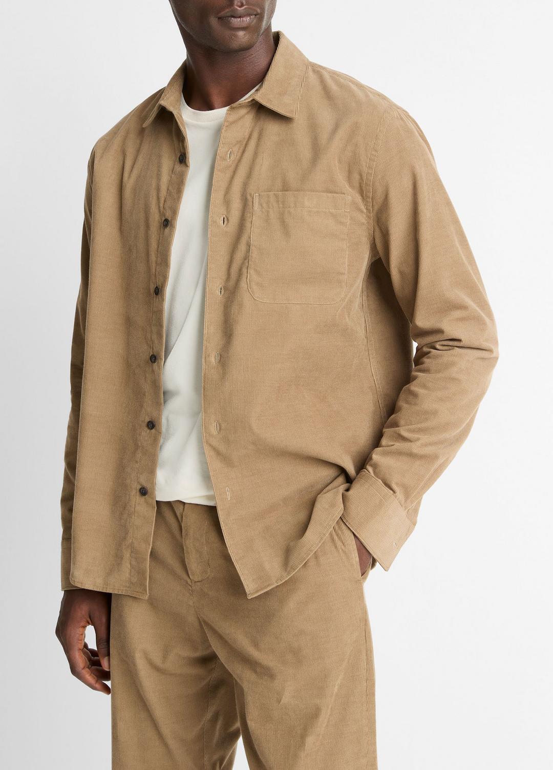 Italian Cotton Corduroy Button-Front Shirt in Long Sleeve TETON | VINCE Men