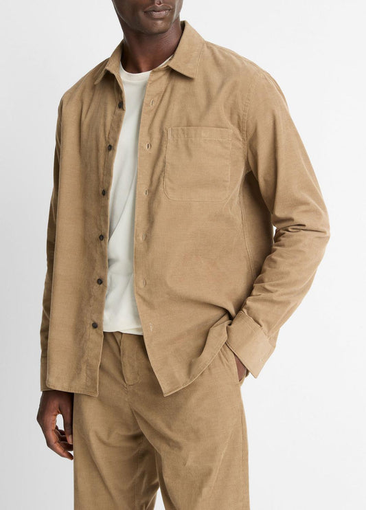 Italian Cotton Corduroy Button-Front Shirt in Long Sleeve TETON | VINCE Men