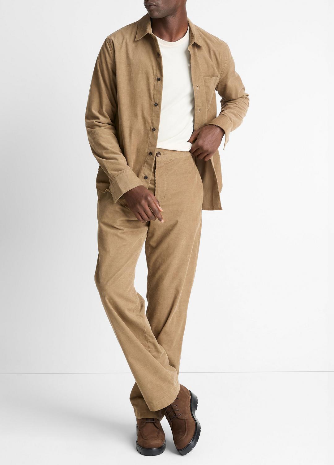 Italian Cotton Corduroy Button-Front Shirt in Long Sleeve TETON | VINCE Men