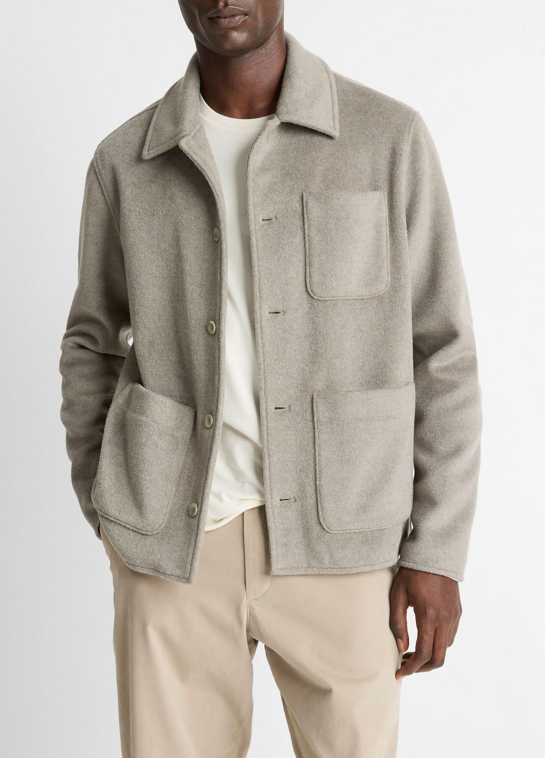 Double-Knit Chore Jacket in Jackets DARK DUNE/LIGHT DUNE | VINCE Men