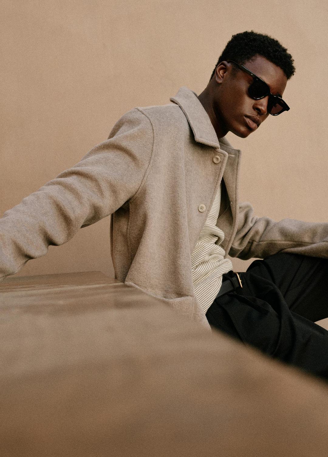Double-Knit Chore Jacket in Jackets DARK DUNE/LIGHT DUNE | VINCE Men