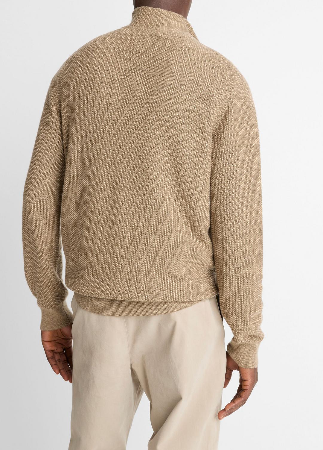 Geo-Jacquard Wool-Blend Quarter-Zip Sweater in Crew Neck TETON/RIVER SAND | VINCE Men