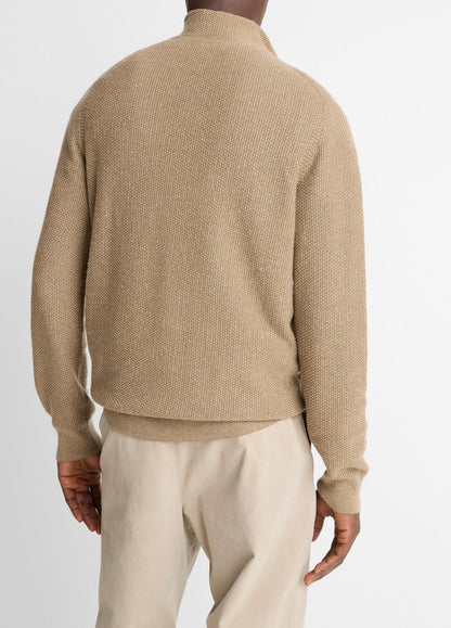 Geo-Jacquard Wool-Blend Quarter-Zip Sweater in Crew Neck TETON/RIVER SAND | VINCE Men
