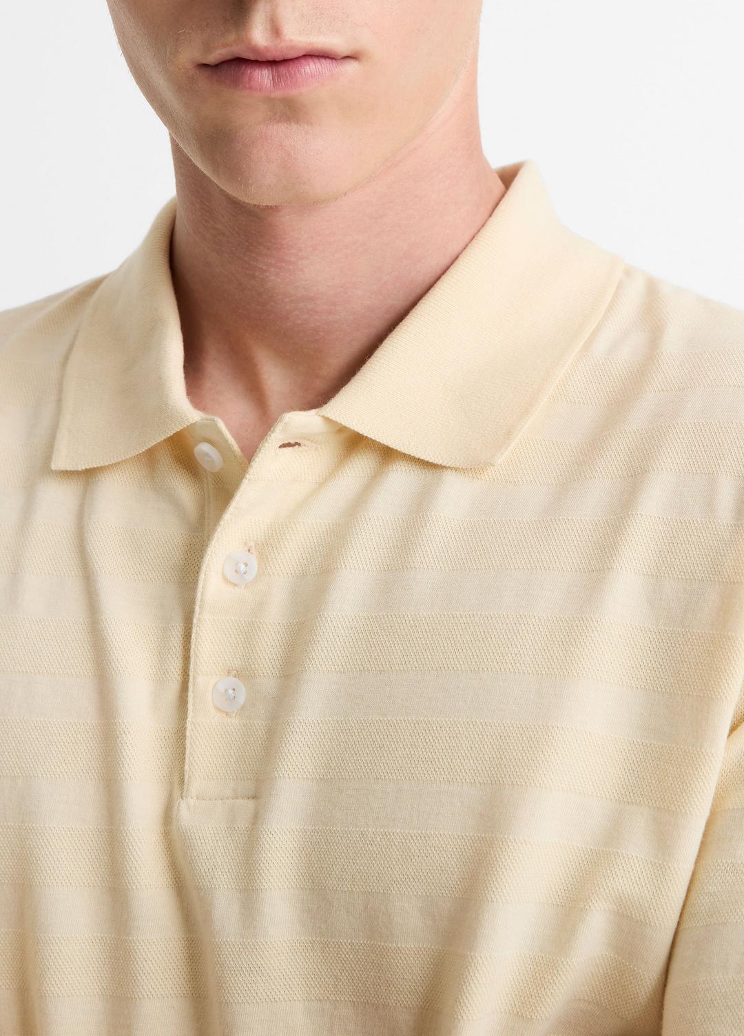 Jacquard-Stripe Cotton Long-Sleeve Polo Shirt in Long Sleeve MEADOWLARK | VINCE Men