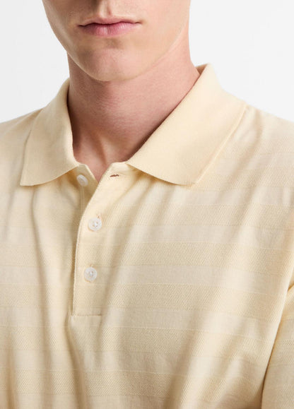 Jacquard-Stripe Cotton Long-Sleeve Polo Shirt in Long Sleeve MEADOWLARK | VINCE Men