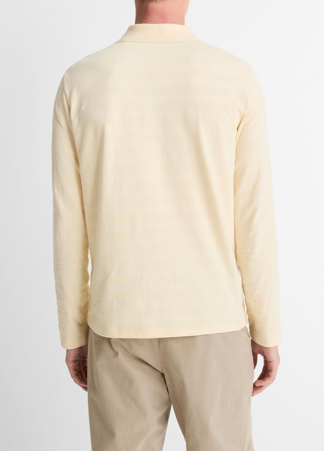 Jacquard-Stripe Cotton Long-Sleeve Polo Shirt in Long Sleeve MEADOWLARK | VINCE Men