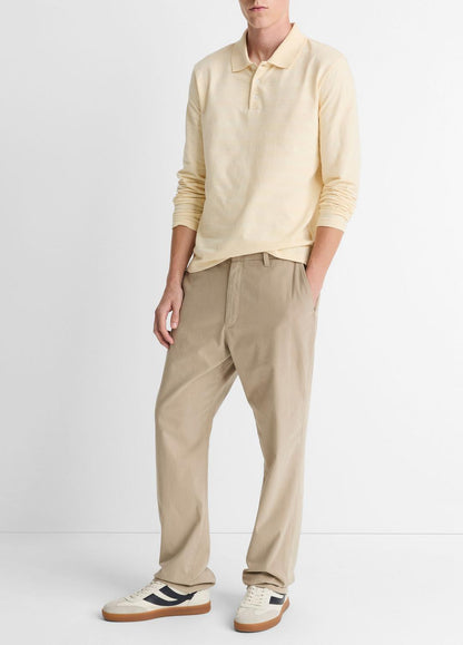 Jacquard-Stripe Cotton Long-Sleeve Polo Shirt in Long Sleeve MEADOWLARK | VINCE Men