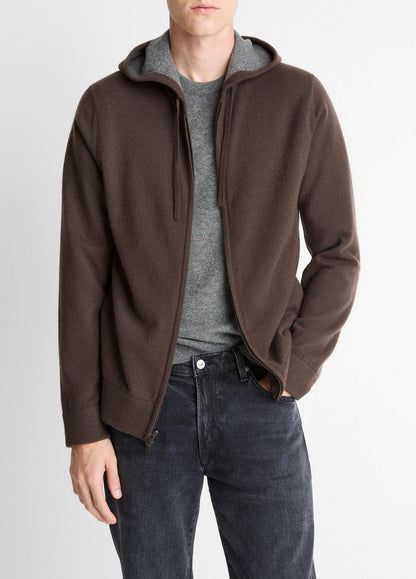 Cashmere Zip-Front Hoodie in Sweatshirts & Hoodies MISSION/MEDIUM HEATHER GREY | VINCE Men