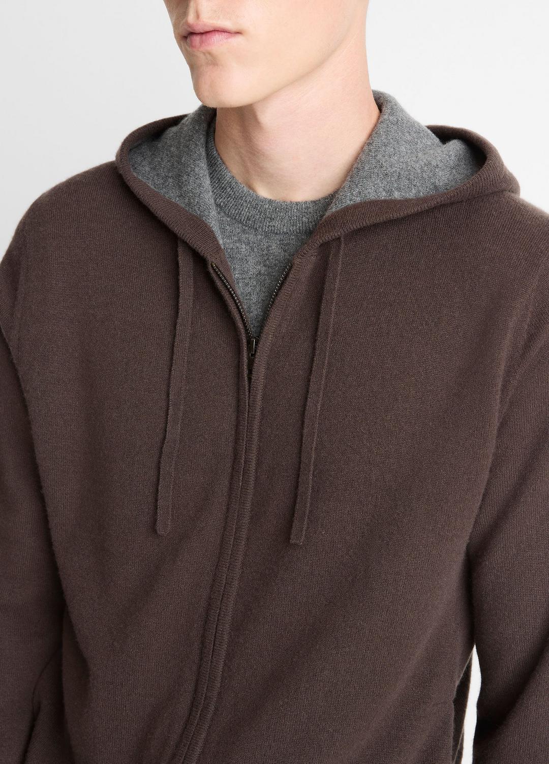 Cashmere Zip-Front Hoodie in Sweatshirts & Hoodies MISSION/MEDIUM HEATHER GREY | VINCE Men
