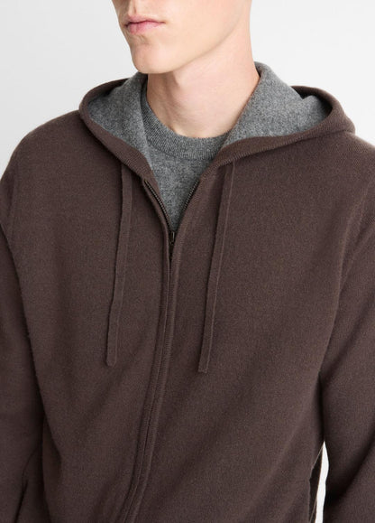 Cashmere Zip-Front Hoodie in Sweatshirts & Hoodies MISSION/MEDIUM HEATHER GREY | VINCE Men