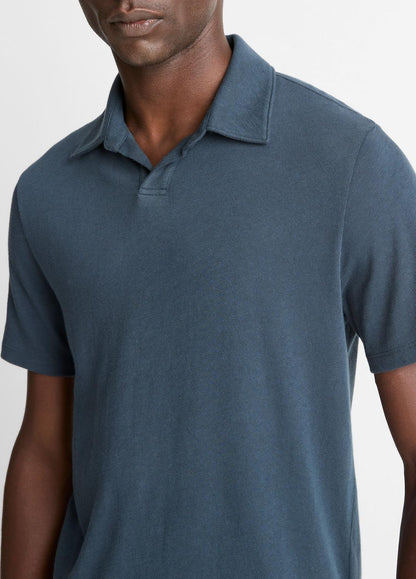Cotton Johnny-Collar Polo Shirt in Henleys & Polos CLEAR LAKE | VINCE Men
