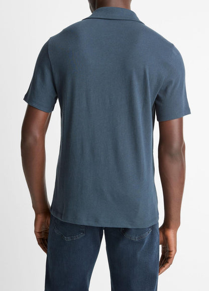 Cotton Johnny-Collar Polo Shirt in Henleys & Polos CLEAR LAKE | VINCE Men