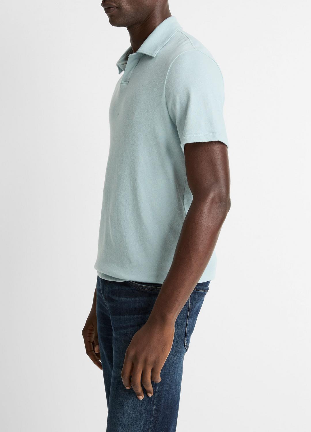 Cotton Johnny-Collar Polo Shirt in Henleys & Polos DARK CASCADE | VINCE Men