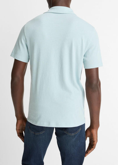 Cotton Johnny-Collar Polo Shirt in Henleys & Polos DARK CASCADE | VINCE Men