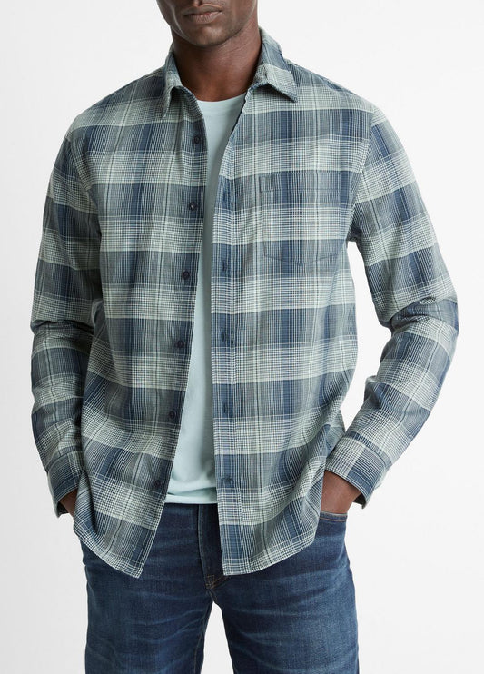 Big Sky Plaid Cotton Button-Front Shirt in Long Sleeve RAPIDS COMBO | VINCE Men