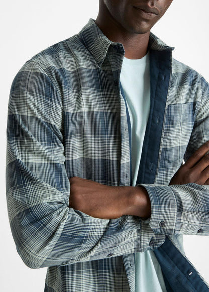 Big Sky Plaid Cotton Button-Front Shirt in Long Sleeve RAPIDS COMBO | VINCE Men