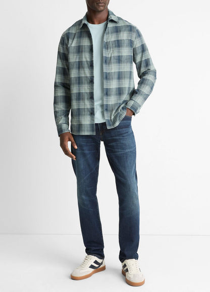 Big Sky Plaid Cotton Button-Front Shirt in Long Sleeve RAPIDS COMBO | VINCE Men