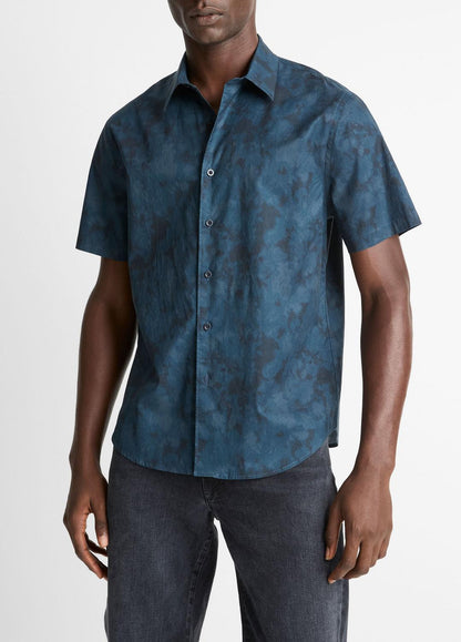 Dyed Camouflage Cotton Short-Sleeve Button-Front Shirt in Short Sleeve RAPIDS COMBO | VINCE Men