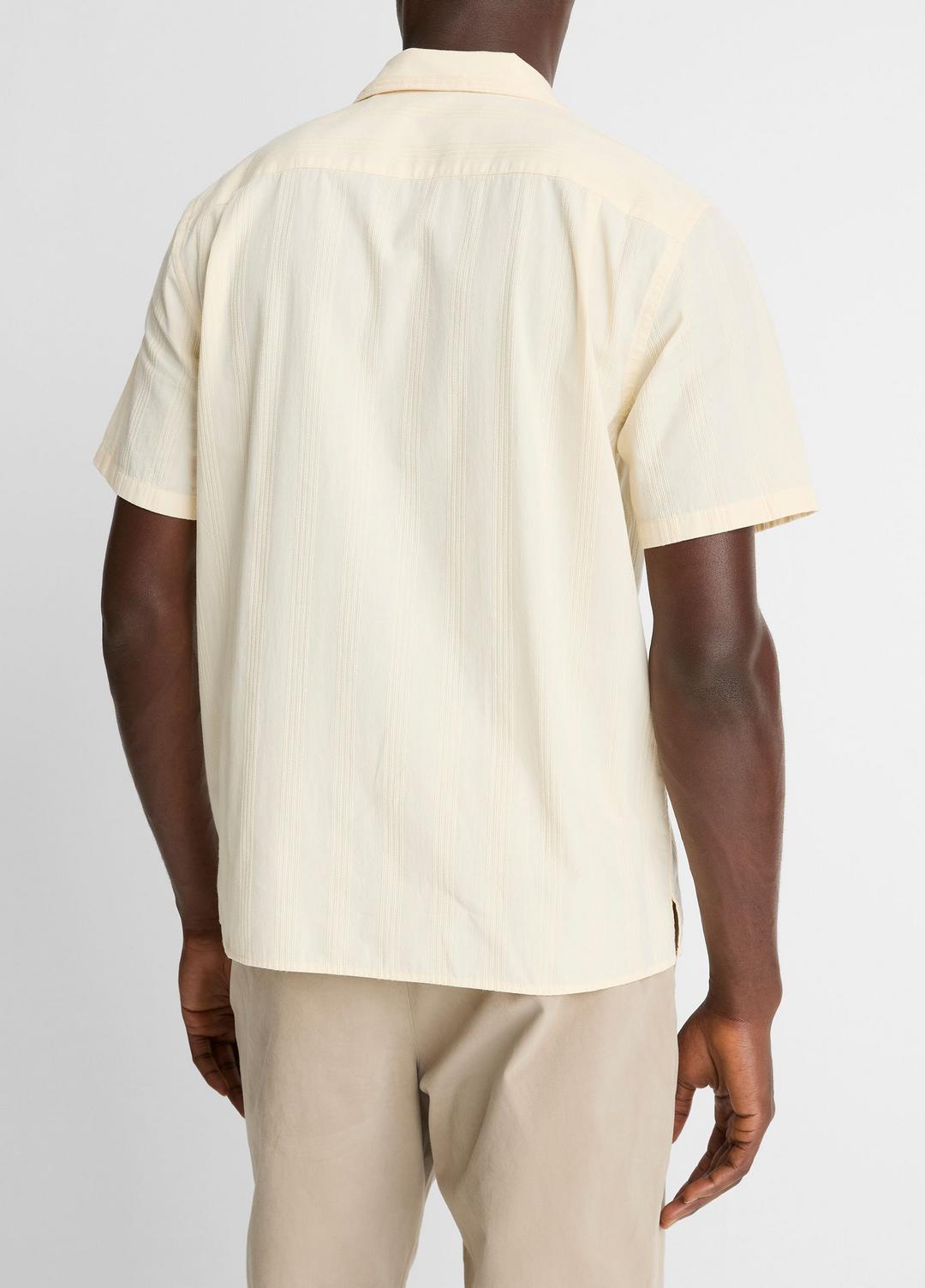 Union Stripe Cotton Short-Sleeve Loop-Collar Shirt in Short Sleeve MEADOWLARK | VINCE Men