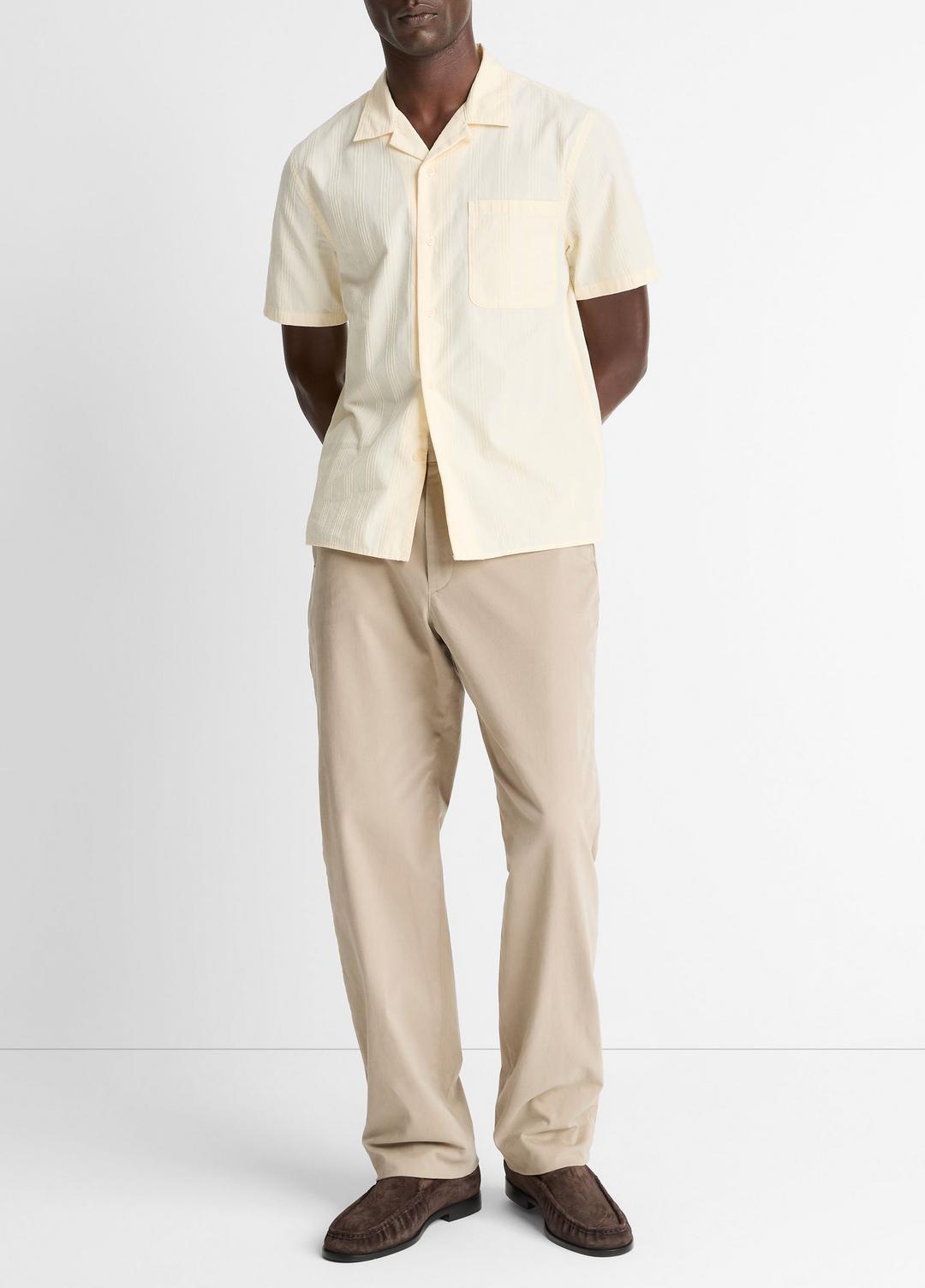 Union Stripe Cotton Short-Sleeve Loop-Collar Shirt in Short Sleeve MEADOWLARK | VINCE Men