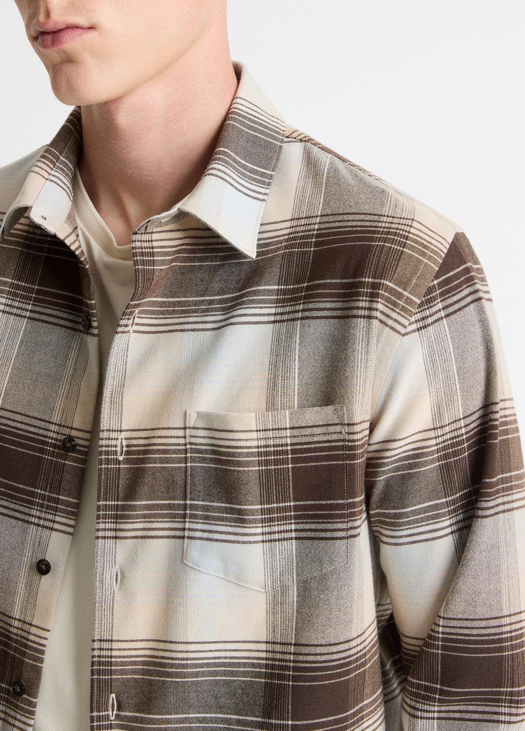 Missoula Plaid Button-Front Shirt in Long Sleeve WHITECAP COMBO | VINCE Men