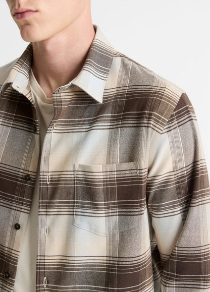 Missoula Plaid Button-Front Shirt in Long Sleeve WHITECAP COMBO | VINCE Men