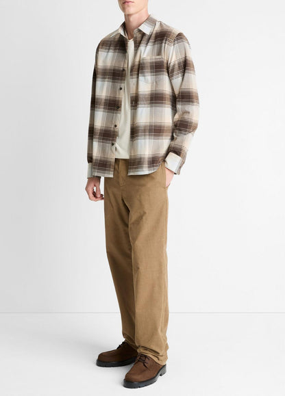 Missoula Plaid Button-Front Shirt in Long Sleeve WHITECAP COMBO | VINCE Men