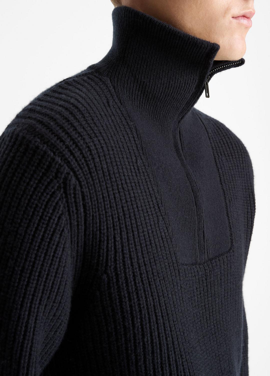 Heirloom Shaker Wool-Cashmere Quarter-Zip Sweater in Quarter Zip COASTAL BLUE | VINCE Men