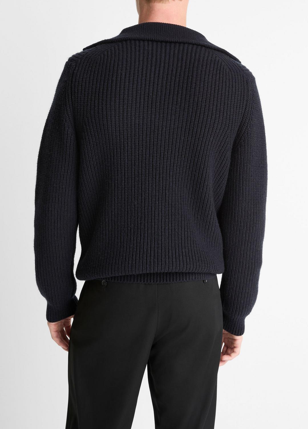 Heirloom Shaker Wool-Cashmere Quarter-Zip Sweater in Quarter Zip COASTAL BLUE | VINCE Men