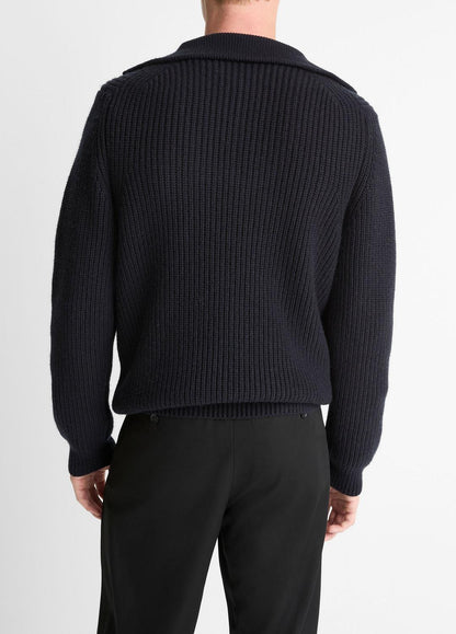 Heirloom Shaker Wool-Cashmere Quarter-Zip Sweater in Quarter Zip COASTAL BLUE | VINCE Men