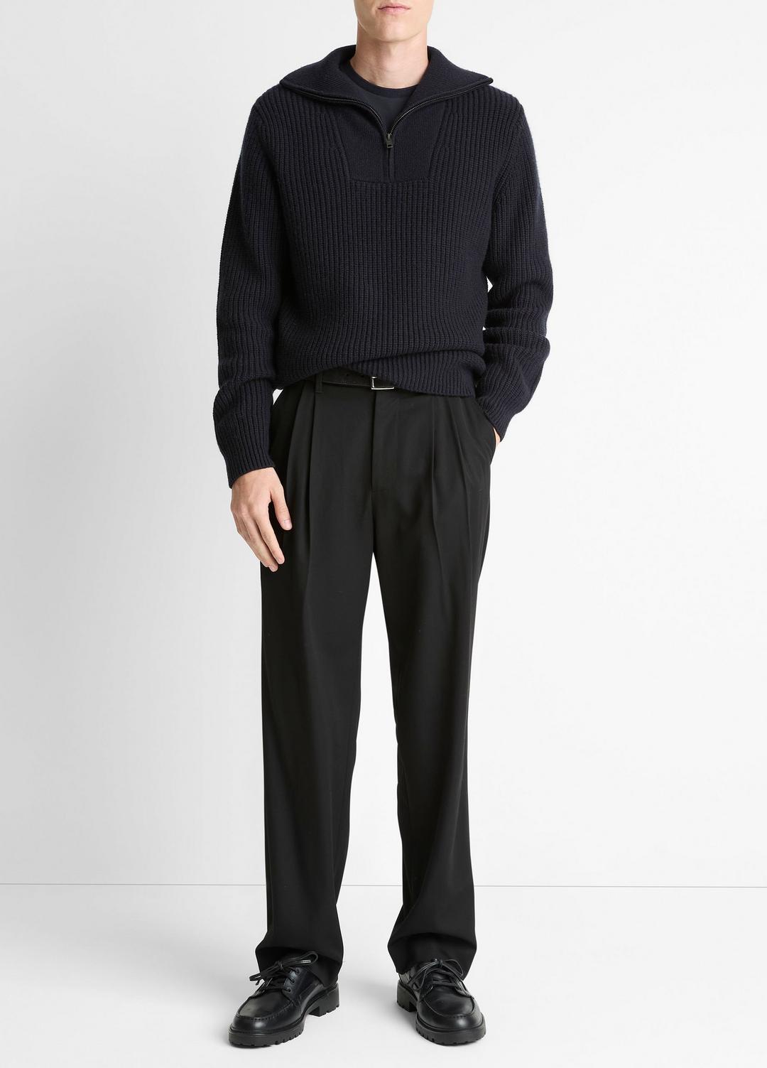 Heirloom Shaker Wool-Cashmere Quarter-Zip Sweater in Quarter Zip COASTAL BLUE | VINCE Men
