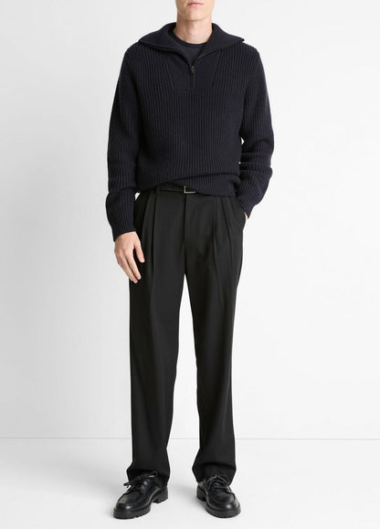 Heirloom Shaker Wool-Cashmere Quarter-Zip Sweater in Quarter Zip COASTAL BLUE | VINCE Men