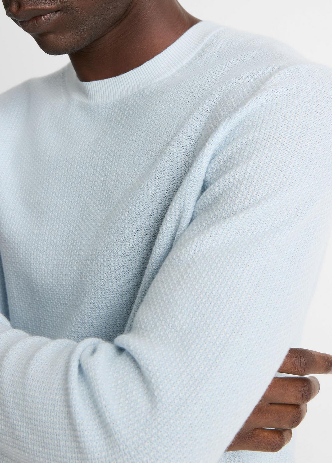 Geo-Jacquard Wool-Blend Crew Neck Sweater in Crew Neck WHITECAP/CLASSIC CREAM | VINCE Men