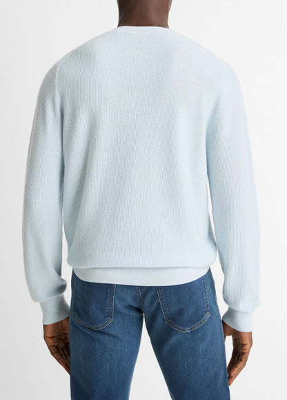 Geo-Jacquard Wool-Blend Crew Neck Sweater in Crew Neck WHITECAP/CLASSIC CREAM | VINCE Men
