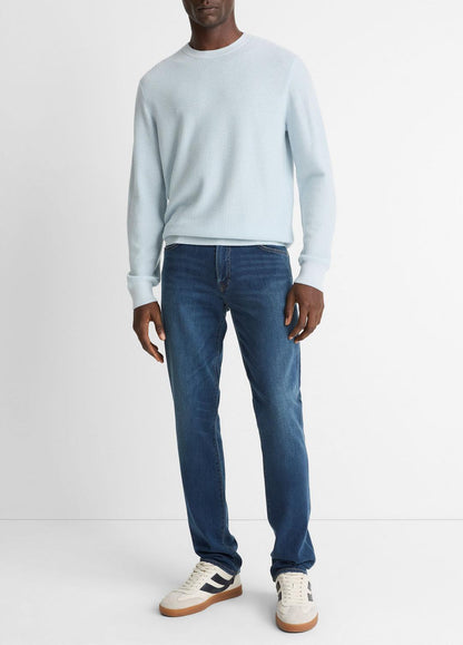Geo-Jacquard Wool-Blend Crew Neck Sweater in Crew Neck WHITECAP/CLASSIC CREAM | VINCE Men