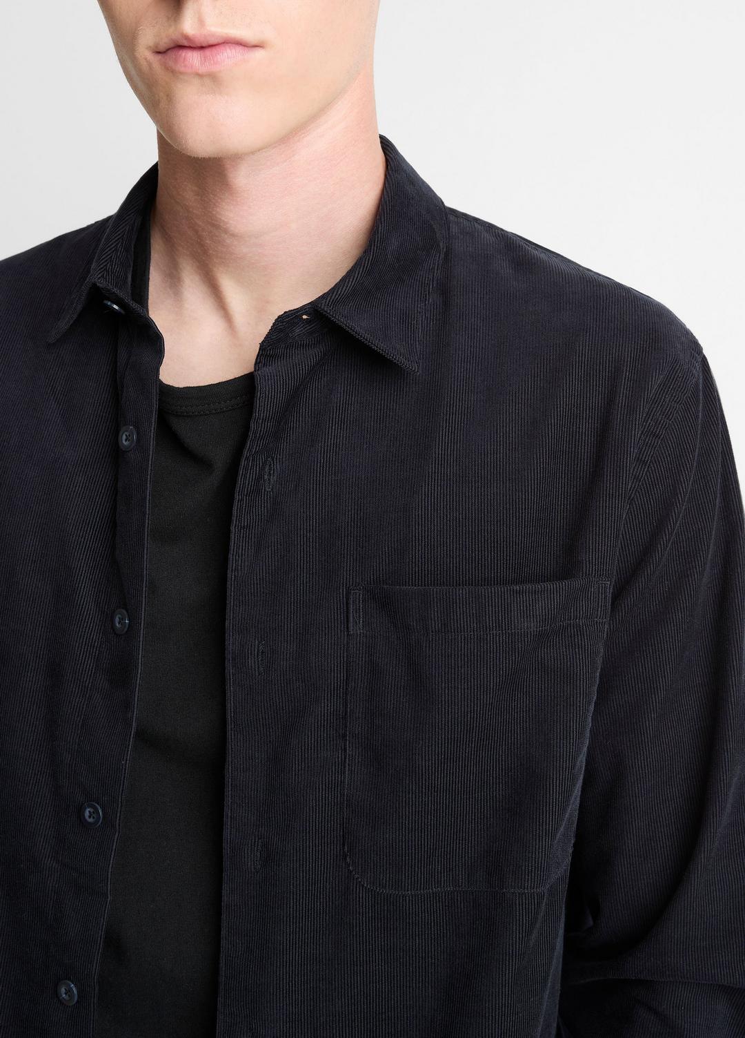 Italian Cotton Corduroy Button-Front Shirt in Long Sleeve COASTAL BLUE | VINCE Men