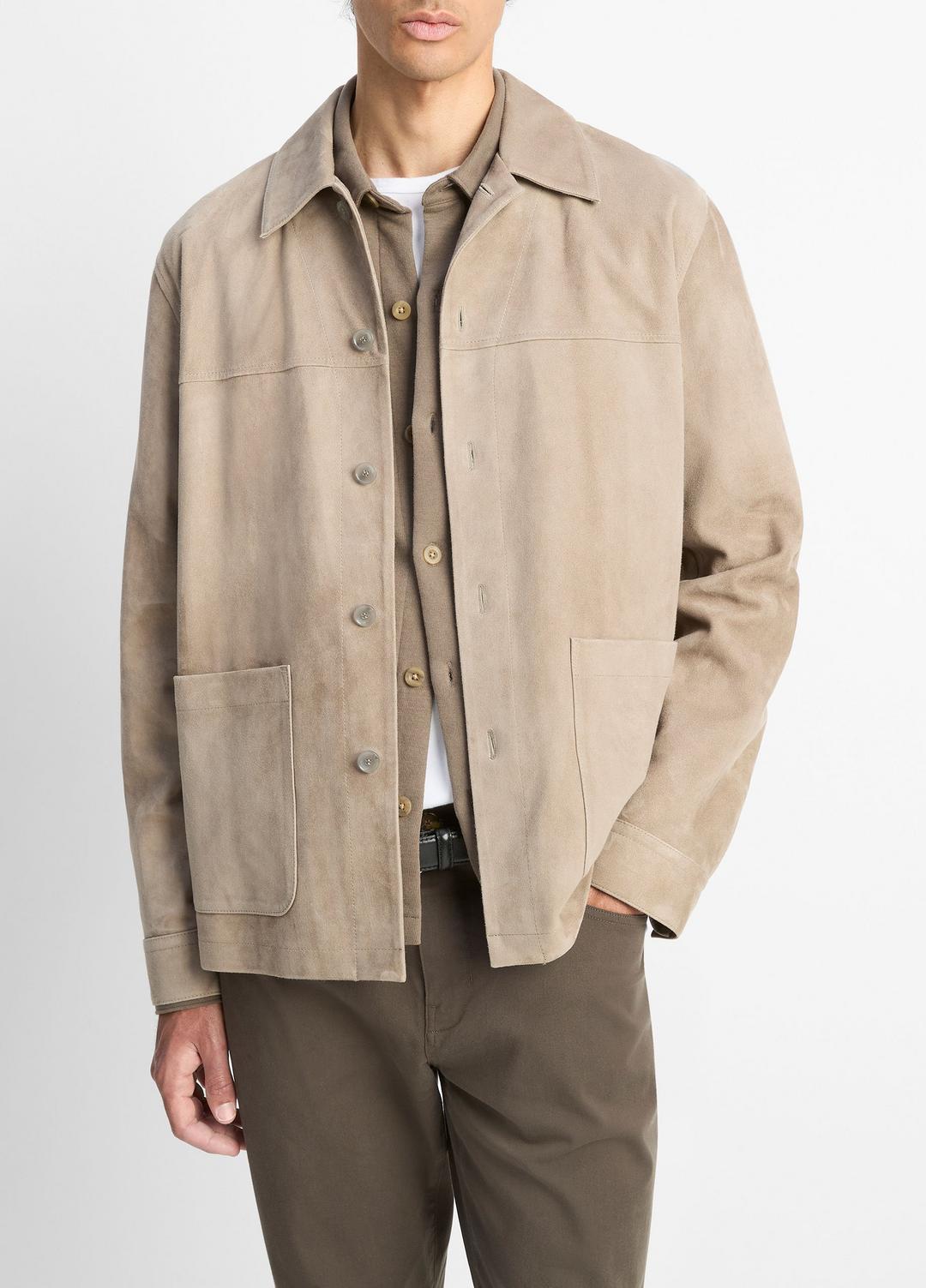 Suede Shirt Jacket in Shirt Jackets PUTTY | VINCE Men