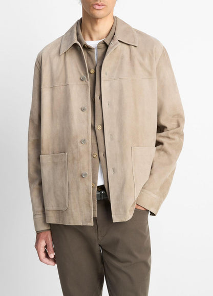 Suede Shirt Jacket in Shirt Jackets PUTTY | VINCE Men