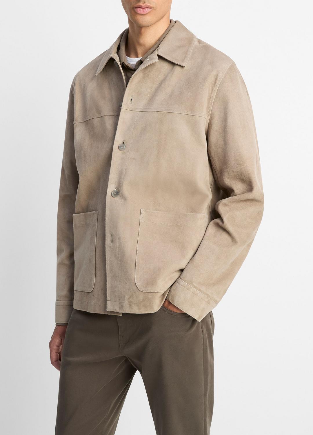 Suede Shirt Jacket in Shirt Jackets PUTTY | VINCE Men