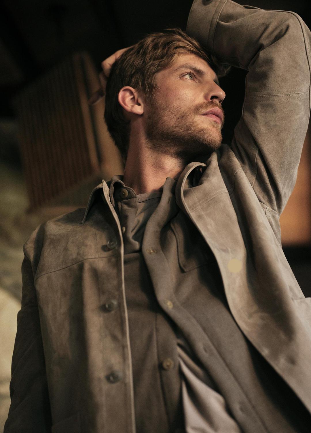 Suede Shirt Jacket in Shirt Jackets PUTTY | VINCE Men