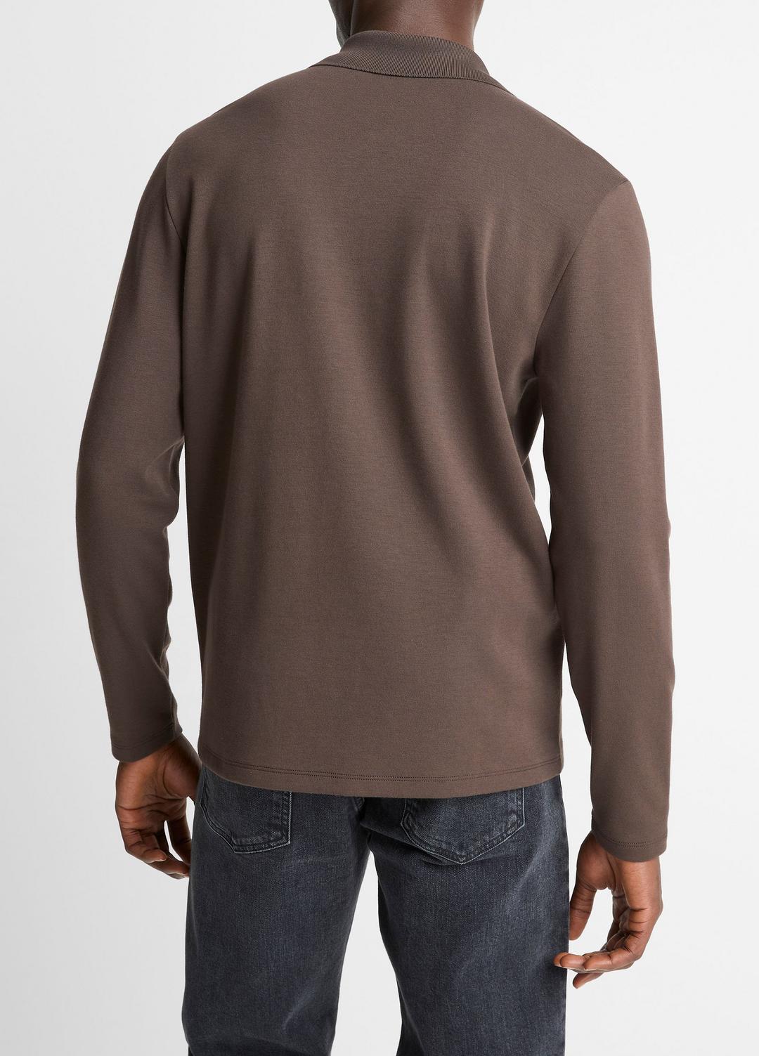 Milano Pima Cotton-Blend Johnny-Collar Shirt in Long Sleeve MISSION | VINCE Men