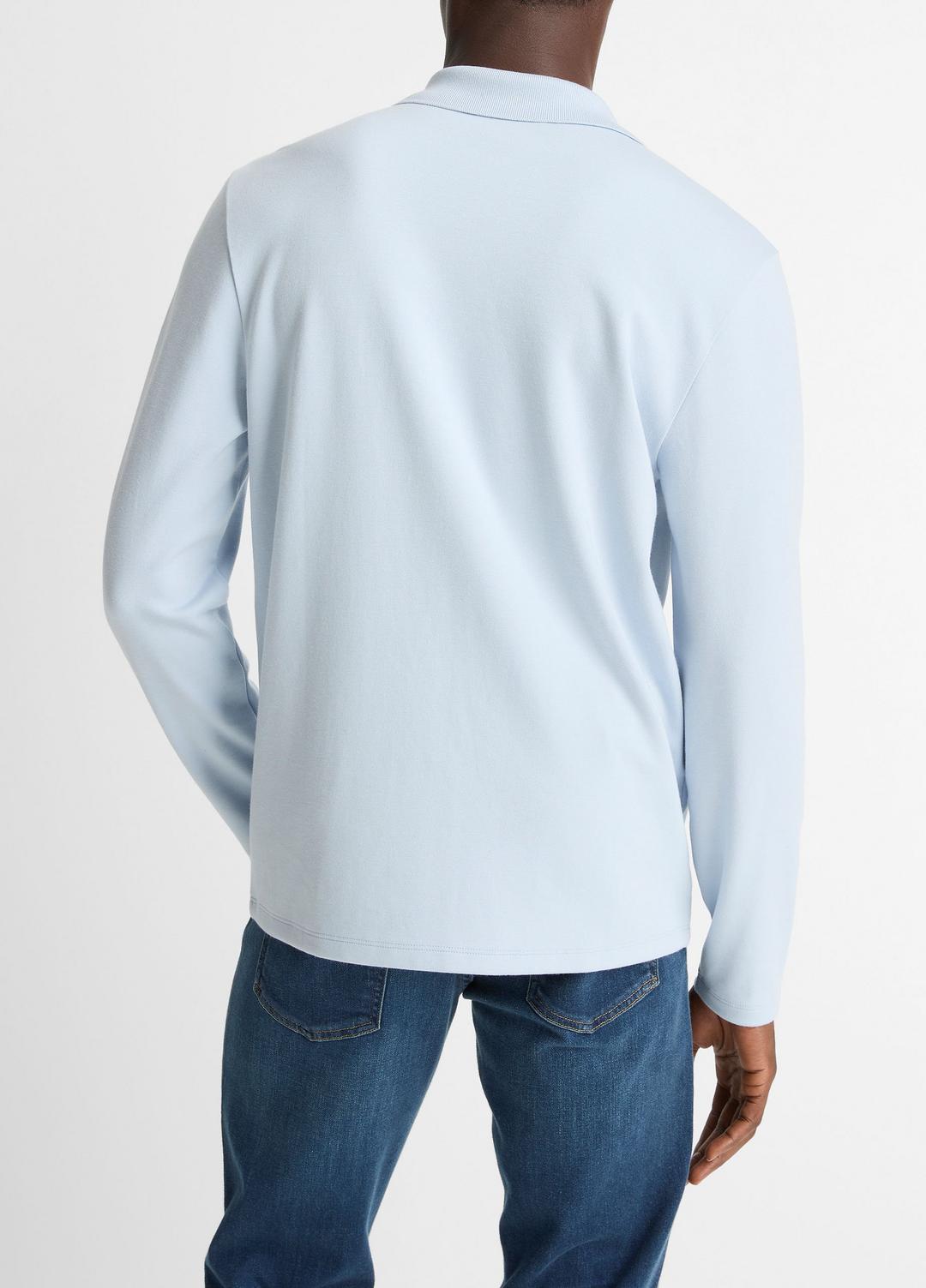 Milano Pima Cotton-Blend Johnny-Collar Shirt in Long Sleeve WHITECAP | VINCE Men