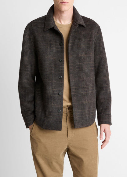 Plaid Splittable Wool-Blend Shirt Jacket in Shirt Jackets DARK MISSION | VINCE Men