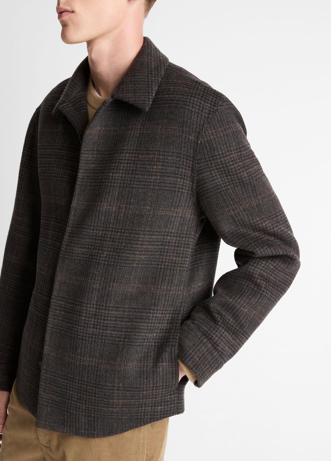 Plaid Splittable Wool-Blend Shirt Jacket in Shirt Jackets DARK MISSION | VINCE Men
