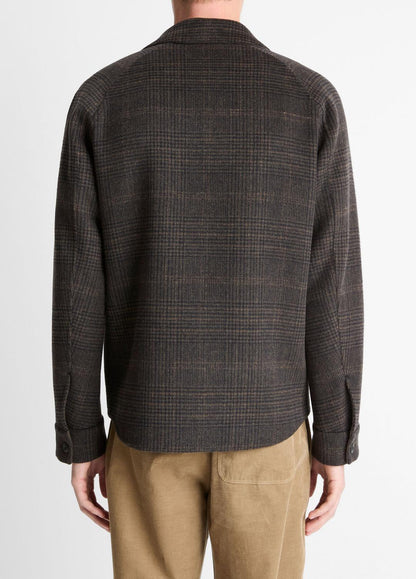 Plaid Splittable Wool-Blend Shirt Jacket in Shirt Jackets DARK MISSION | VINCE Men